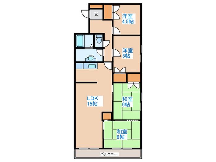 安住ビル(4LDK/3階)の間取り写真