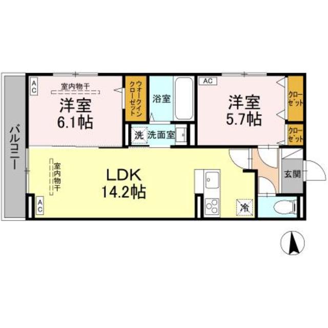 ティアラ(2LDK/2階)の間取り写真