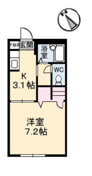 カーサKAWAUTI(1K/1階)の間取り写真