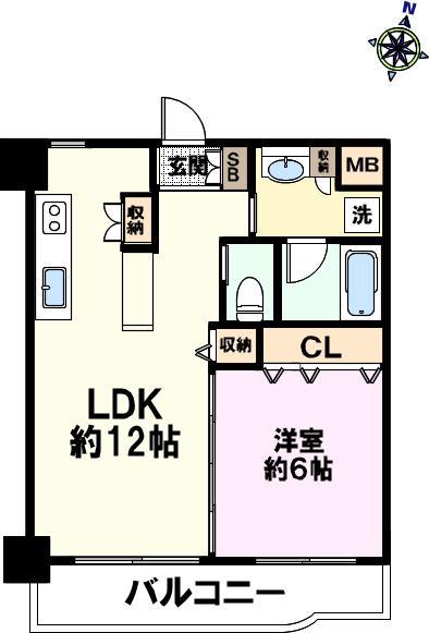オークメゾン新神戸(1LDK/5階)の間取り写真