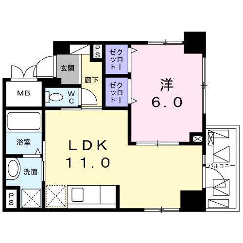 リバブルK(1LDK/3階)の間取り写真