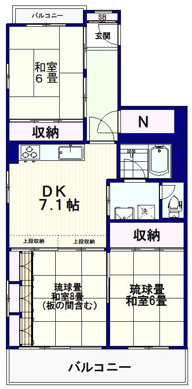 富士見ハイム S棟(3SDK/3階)の間取り写真