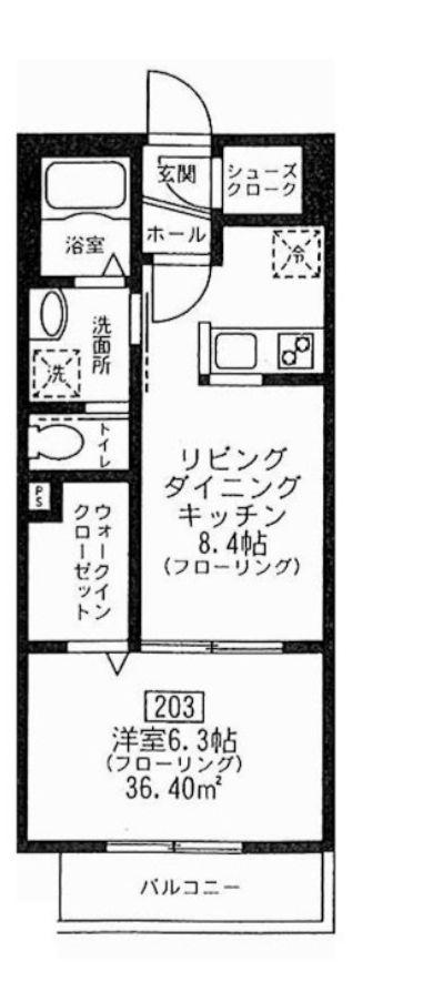 ディセットサモン(1LDK/2階)の間取り写真