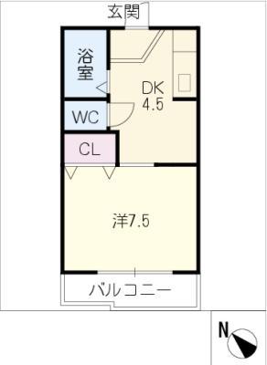 YYシーサイドパレス壱番館(1DK/2階)の間取り写真
