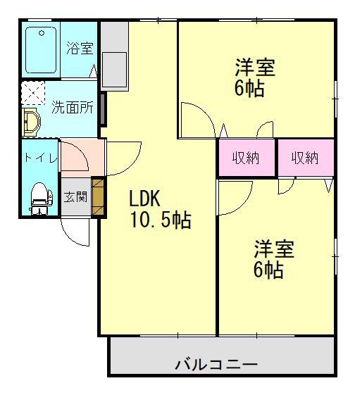 フルール・ド・セゾン(2LDK/1階)の間取り写真