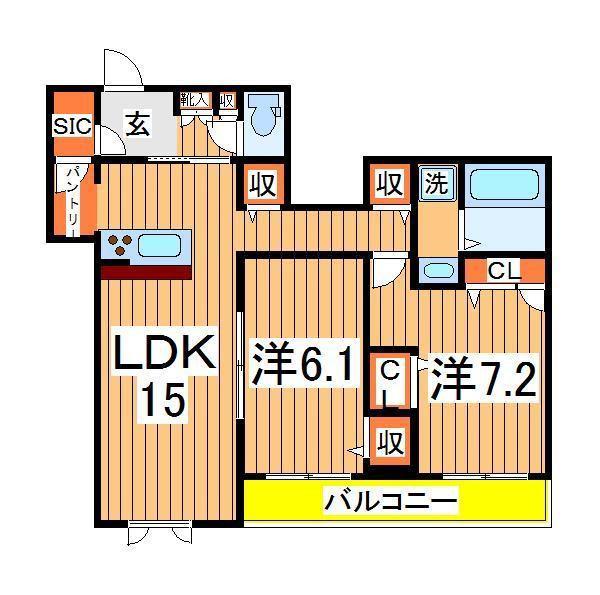 FIELD ウエスト(2LDK/2階)の間取り写真