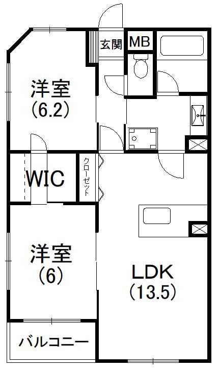 カーサブリランテ(2LDK/1階)の間取り写真