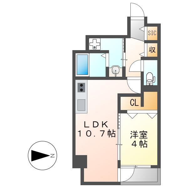 WHITE LORD 錦(1LDK/5階)の間取り写真