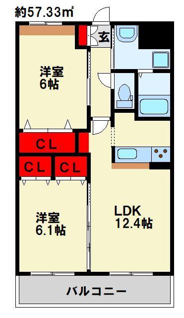レムリア(2LDK/1階)の間取り写真