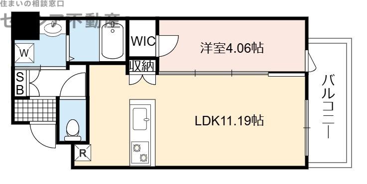 ウイルコート今福鶴見(1LDK/4階)の間取り写真