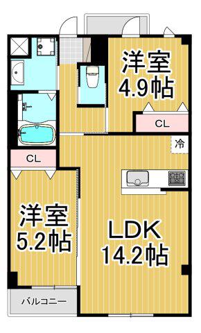 AMULET(2LDK/3階)の間取り写真