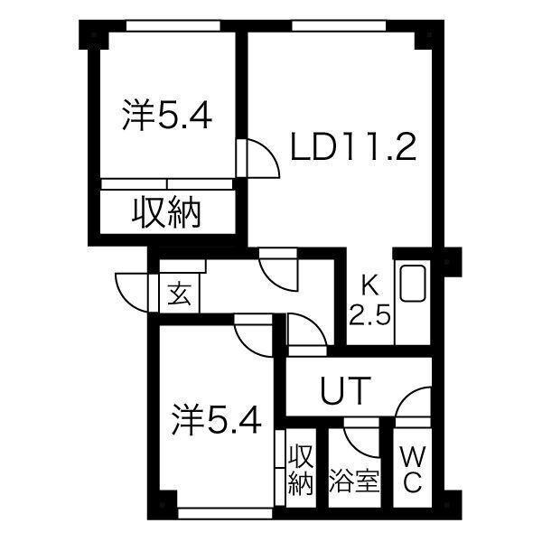 コーポ旭豊(2LDK/2階)の間取り写真