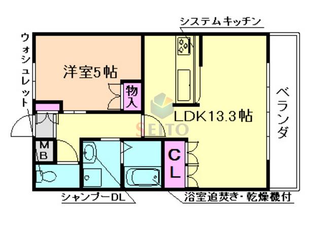 フローラル丸美(1LDK/2階)の間取り写真