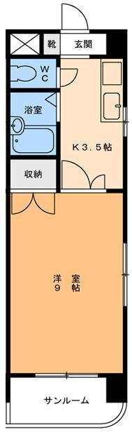 サンループ大手町(1K/1階)の間取り写真