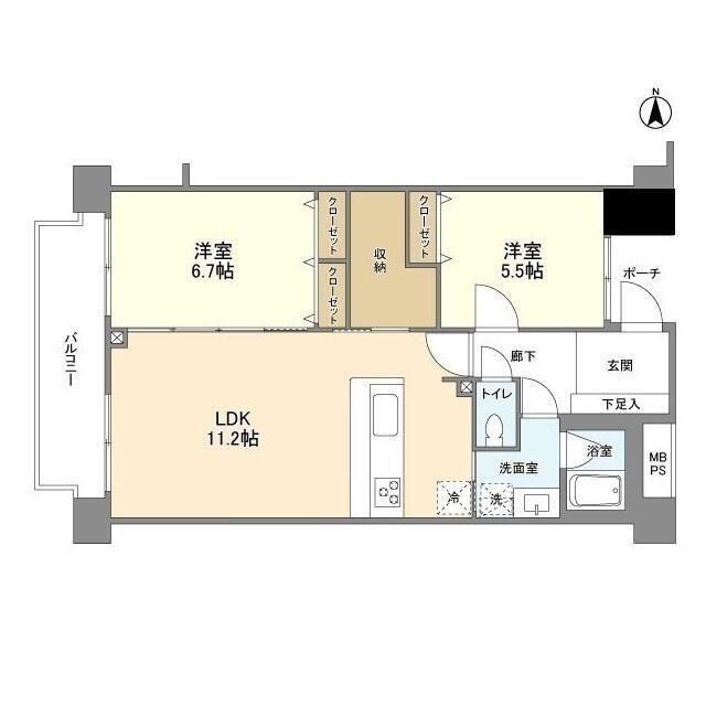 FULL HOUSE GAKUGEI DAIGAKU(2LDK/4階)の間取り写真