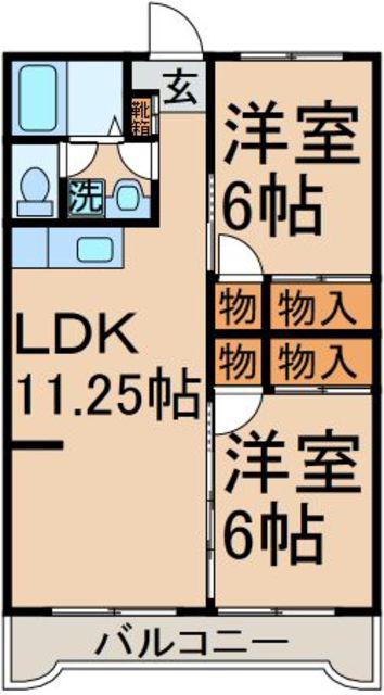リバーサイドレジデンス日野(2LDK/2階)の間取り写真