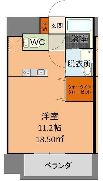 グランパーク水前寺II(ワンルーム/9階)の間取り写真