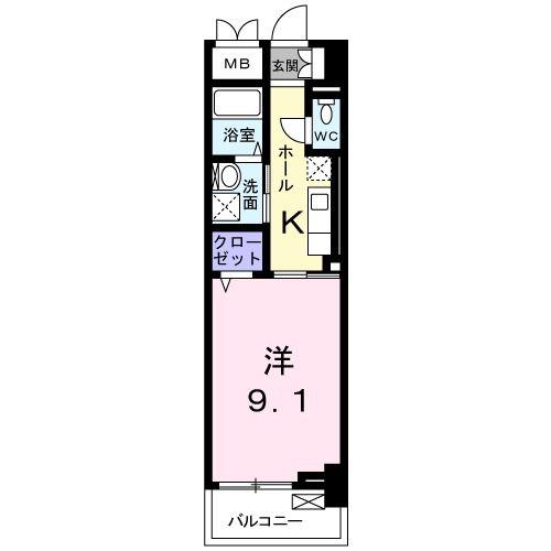 ヒラソル 瀬田(1K/7階)の間取り写真