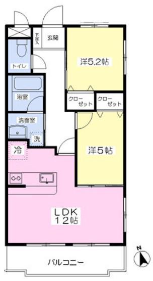 イーストコート(2LDK/2階)の間取り写真