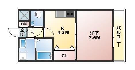 ハミルトン・プリンセス(1K/2階)の間取り写真