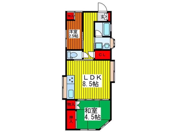 PMZ川口(2LDK/2階)の間取り写真