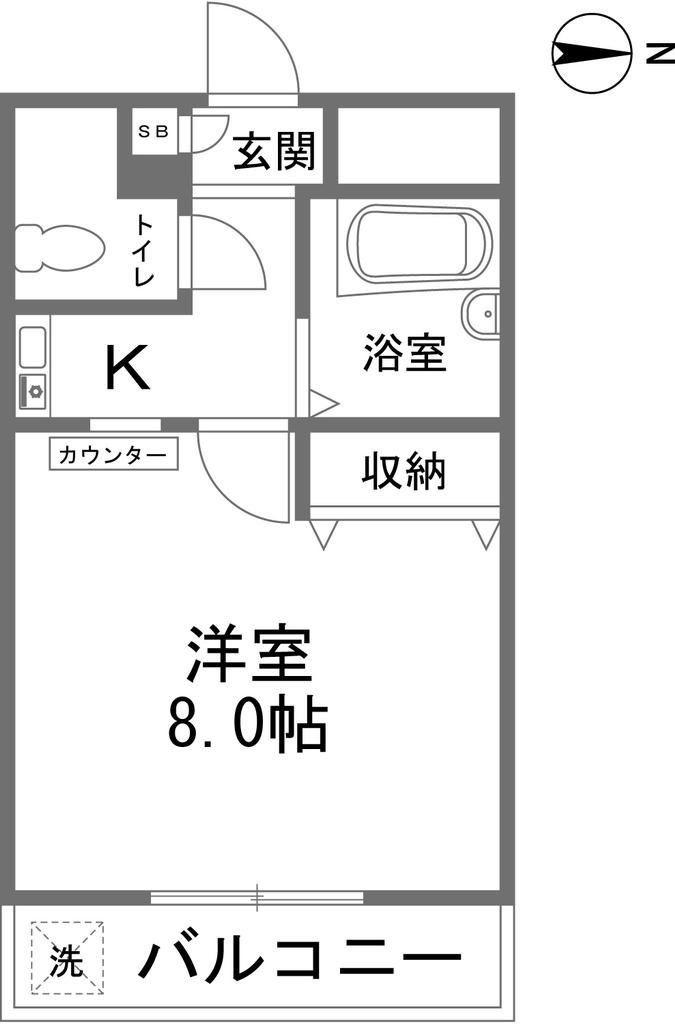プレジデント瑞光(1K/8階)の間取り写真