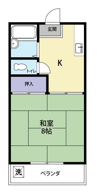 コーポ渡辺(1K/1階)の間取り写真