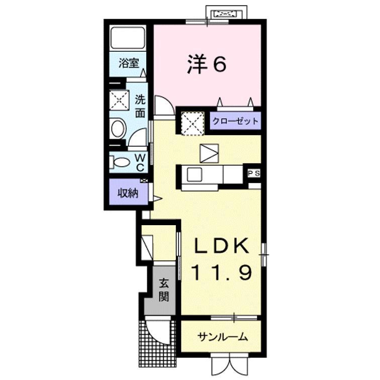 ポライトリーA(1LDK/1階)の間取り写真