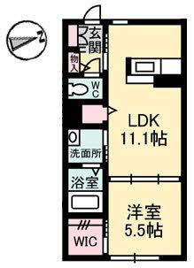 リヴェール祇園(1LDK/1階)の間取り写真