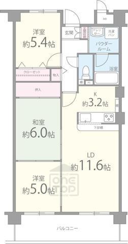 カムフォーラ2(3LDK/2階)の間取り写真