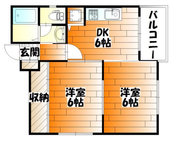 エトワール榎町(2DK/4階)の間取り写真