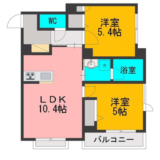 QUALISTA TANA(2LDK/2階)の間取り写真