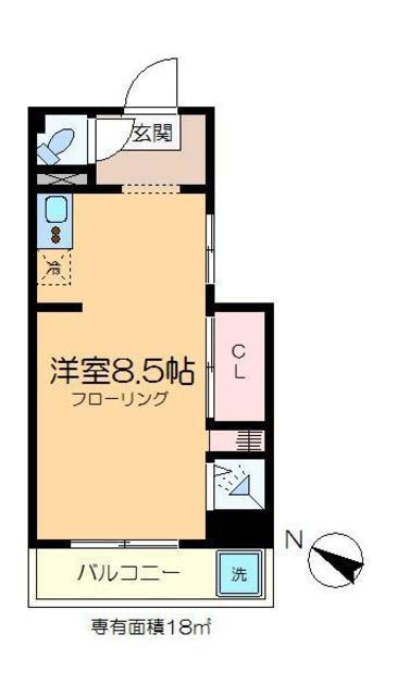 ソリューション門前仲町(ワンルーム/4階)の間取り写真