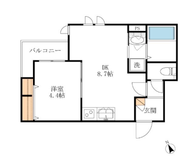 GLUCK HAUS(1DK/2階)の間取り写真