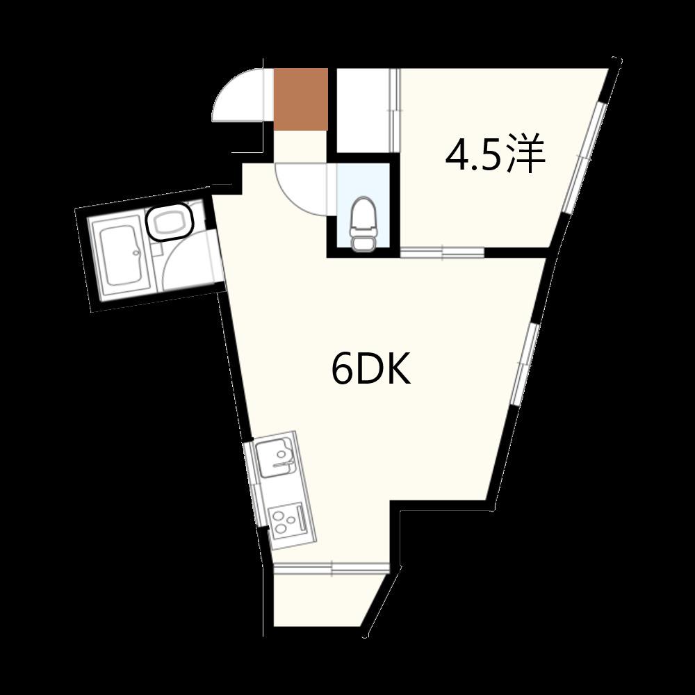 森本ビル(1DK/2階)の間取り写真
