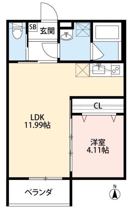 SQUARE(1LDK/2階)の間取り写真