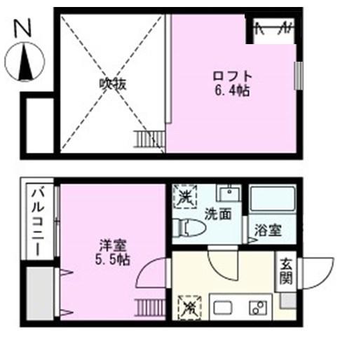 PLACE 氷川町(1K/1階)の間取り写真