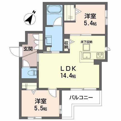 シャーメゾン クレリア(2LDK/1階)の間取り写真