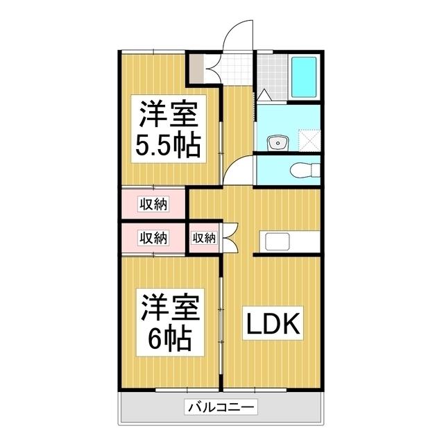 リファインド中村(2LDK/3階)の間取り写真