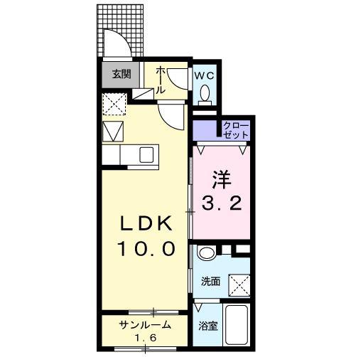 メゾン・ド・ヴァンベール(1LDK/1階)の間取り写真