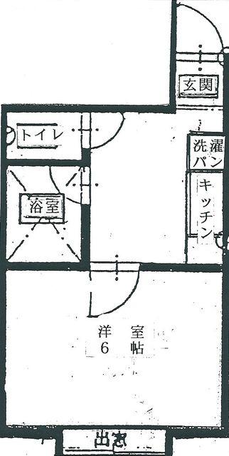 ビバリーハウス竹下IIIB(1K/1階)の間取り写真
