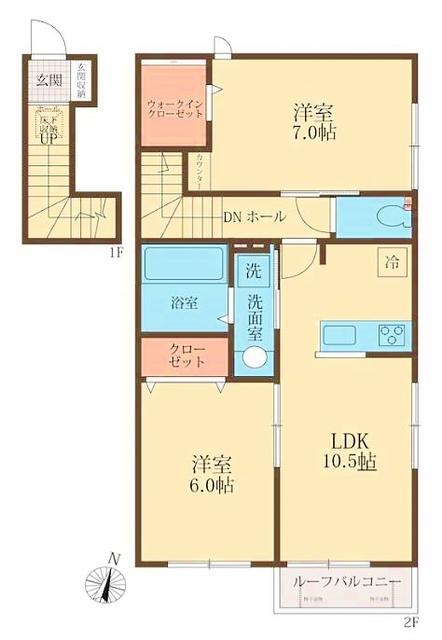LINERA2(2LDK/2階)の間取り写真