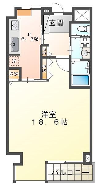 マンションさつき野(1K/2階)の間取り写真