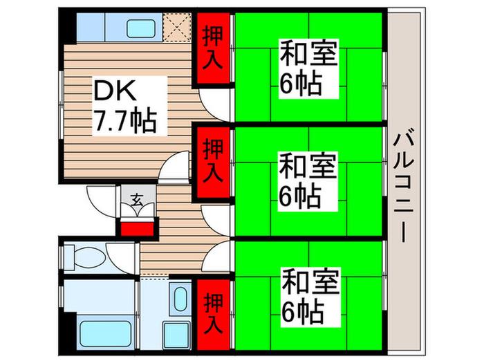 フェリオグランツ(3DK/6階)の間取り写真