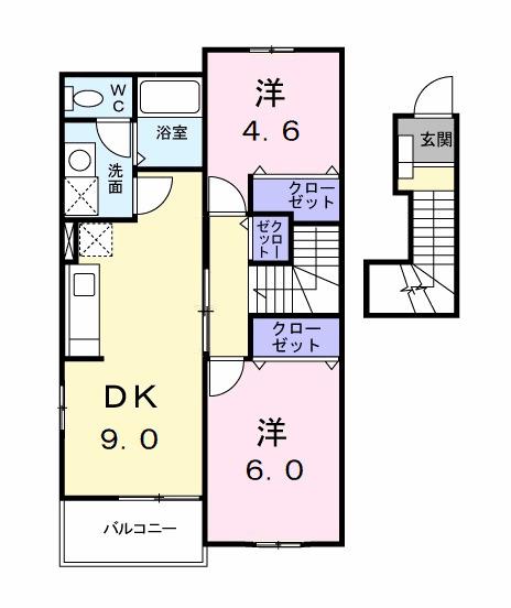 エステート雅(2DK/2階)の間取り写真