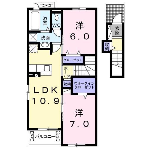 ラッフィナート カーサ(2LDK/2階)の間取り写真