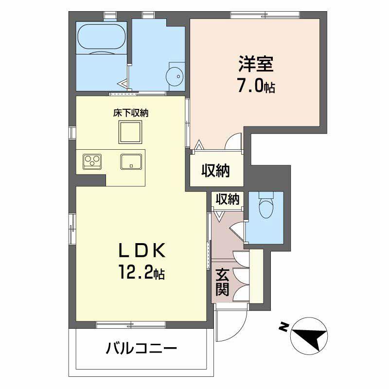 コモド アロッジオ A棟(1LDK/1階)の間取り写真