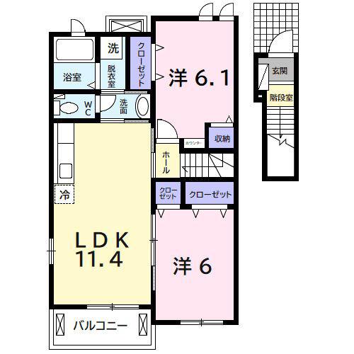 シャルツホフ A(2LDK/2階)の間取り写真