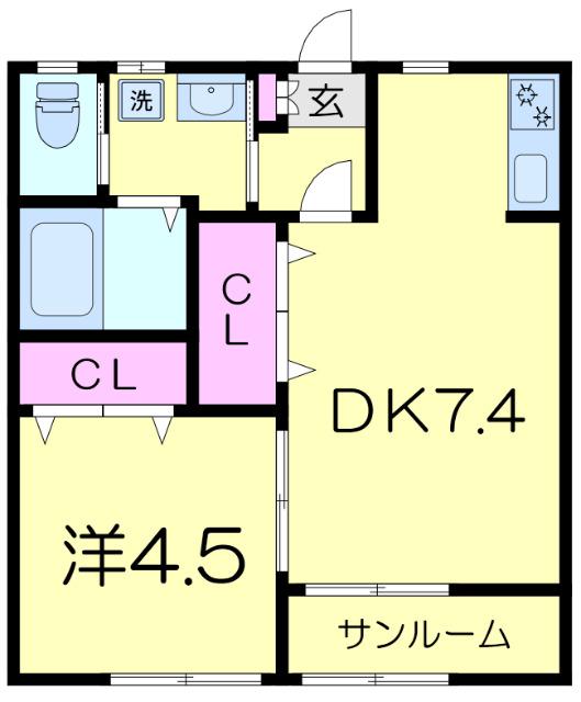 コーポKII(1DK/2階)の間取り写真