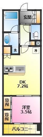 ビイルーム武蔵小杉(1DK/7階)の間取り写真